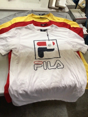 4 x Medium Fila shirts red,white,grey,yellow
