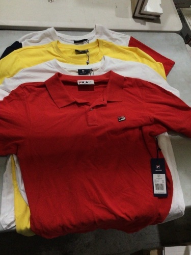 1 x red XL polo 2 x white XL 1 x yellow XL fila shirts