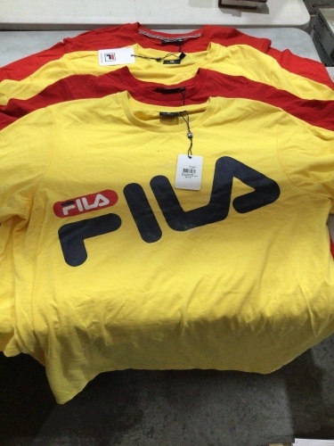 2 x red XL 2 x yellow XL Fila shirts