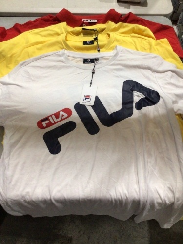 1x Red polo XL 2x Yellow XL 1x White XL Fila shirts