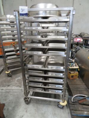 Stainless Steel 10 Tier Tray Trolley