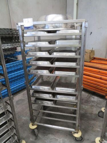Stainless Steel 10 Tier Tray Trolley