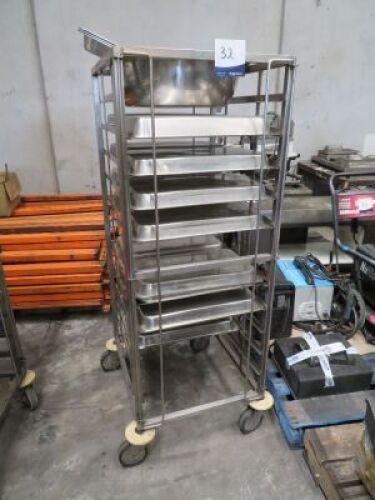 Stainless Steel 10 Tier Tray Trolley