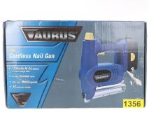 VAURUS 18V Cordless Nail Gun c/w 1300Ah Battery & Charger, Nail Type 15, 20, 25, 30 & 32mm, Staples 15 to 25mm, Variable Hammer Force. N.B. Condition unknown.(AG-1356) - 2