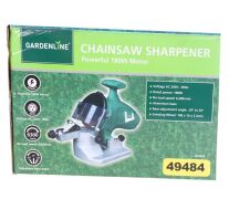 GARDENLINE Chainsaw Sharpener w/ 180W Motor, Aluminium Base, Adjustable Angle, Grinding Wheel 100x10x3.2mm. N.B. Condition unknown.(AG-49484) - 2