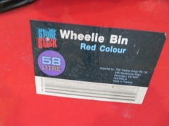 4 x 58 Ltr Red Rubbish Bins - 2
