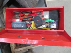 Pallet containing assorted items including Tool Box, Drill Set - 2