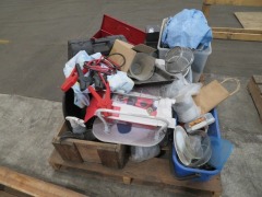 Pallet containing assorted items including Tool Box, Drill Set - 5