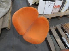 5 x Orange Velour Upholstered Chairs - 2