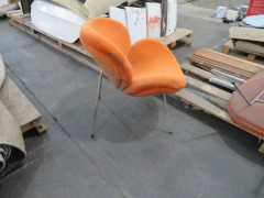 5 x Orange Velour Upholstered Chairs - 3