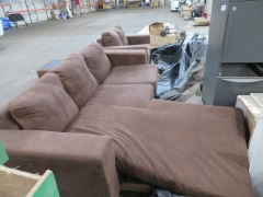 2 x Brown Couches & Footrest - 2