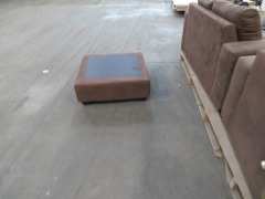 2 x Brown Couches & Footrest - 3