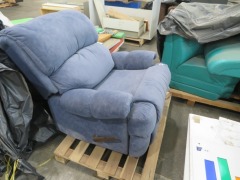 1 x Mauve Chair, Recliner & Footrest - 2