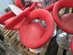 14 x Bar Stools, Red with Chrome Bases