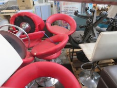 14 x Bar Stools, Red with Chrome Bases - 3