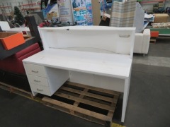 Reception Desk, White, with 3 Drawers - 3