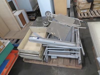 Pallet containing Safe, Display Stands etc