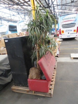 Pallet containing 4 Drawer Filing Cabinet, Plastic Plants etc