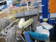Wheelie Bin with Mops, Brooms & Window Cleaners - 2