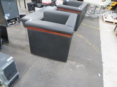 Black Vinyl 2 Seater Couch & Arm Chair with 2 Seater Bench Seat - 6