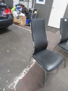 3 x Black Vinyl Upholstered Visitors Chairs, Chrome Frame - 3