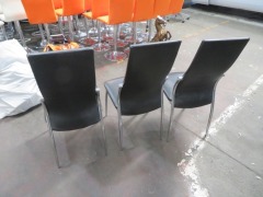 3 x Black Vinyl Upholstered Visitors Chairs, Chrome Frame - 5