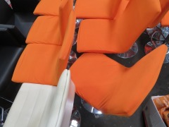 4 x Swivel Stools, Orange Cloth Covered Seat & Chrome Base - 2