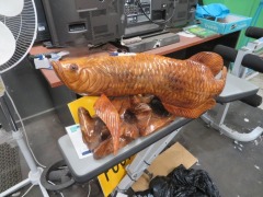 Wooden Carved Carp Ornament
