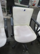 3 x White Vinyl Upholstered Office Chairs - 4