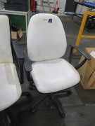 3 x White Vinyl Upholstered Office Chairs - 5