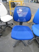3 x Blue Fabric Upholstered Office Chairs - 2