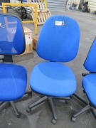 3 x Blue Fabric Upholstered Office Chairs - 3