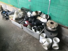 Various plastic/poly fittings, hose joiners, filter mesh, gauges, elbows & caps - 2