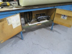 Timber & Metal Work Bench with Cupboards both sides - 3