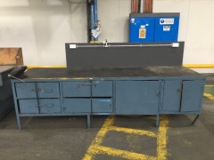 Timber Work Bench with Metal Frame - 5