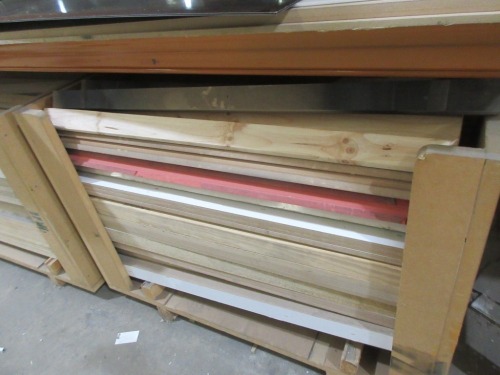11 x Long Pallets of assorted Timber Sheets & Components in 3 Bays