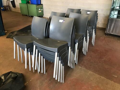 25 x Grey Heavy Plastic Moulded Chairs with Aluminium Legs