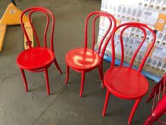 3 x Red "Fameg" Timber Restaurant Chairs