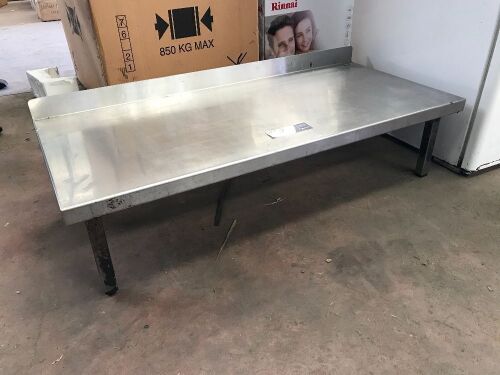 Stainless Steel Low Bench with Wall Edge Backing Plate