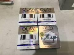 3x Olay magnemask infusion dryness and roughness 1 x Olay whip active moisturiser - 2