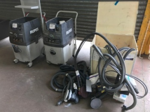 Rupes Sanding and Vacuum System, retractable wall mount arm (has been disassembled) with 2 x Rupes K5260 vacuum units