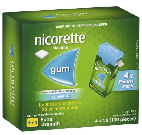 3 x Nicorette Nicotine Gum icy mint pack of 4(4MG)