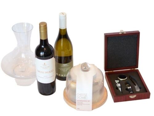 Decanter, Wine, Cheese Dome and Bottle Opener Set