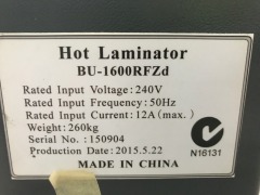 2015 Hot Laminator, Model: BU-1600RFZd, - 4