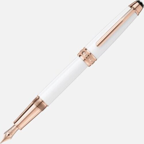 Montblanc Meisterst&uuml;ck White Solitaire Rose Gold-Coated Classique Fountain Pen M MB113323 (Pen only. No Box)