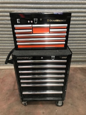 Multi Drawer Tool Box System, 7 drawer box locked with 8 drawer tool box on top, 700 x 500 x 1500mm H
