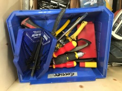 Box of assorted tools, general hand tools, drill bits, router bits, tap & die set, Allan keys & sundry items - 3