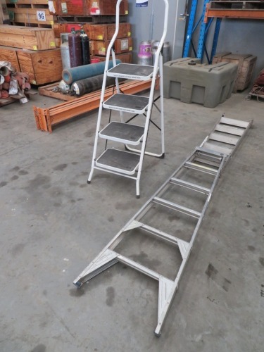 2 x Ladders, 1 x A Frame steel 4 step, 1 x Aluminium folding