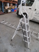 2 x Ladders, 1 x A Frame steel 4 step, 1 x Aluminium folding - 3