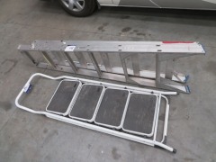 2 x Ladders, 1 x A Frame steel 4 step, 1 x Aluminium folding - 6